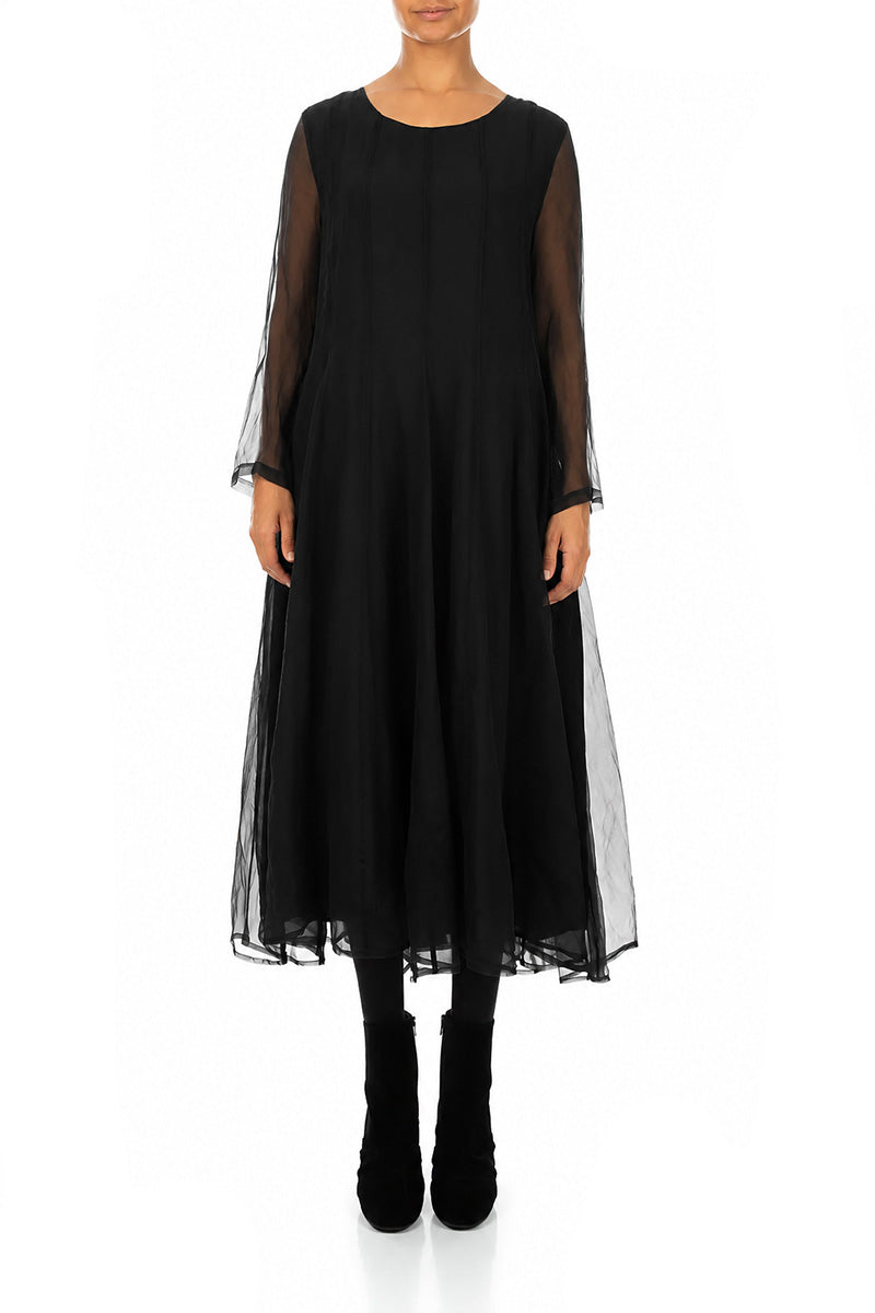 Flowing Black Silk Chiffon Dress 2