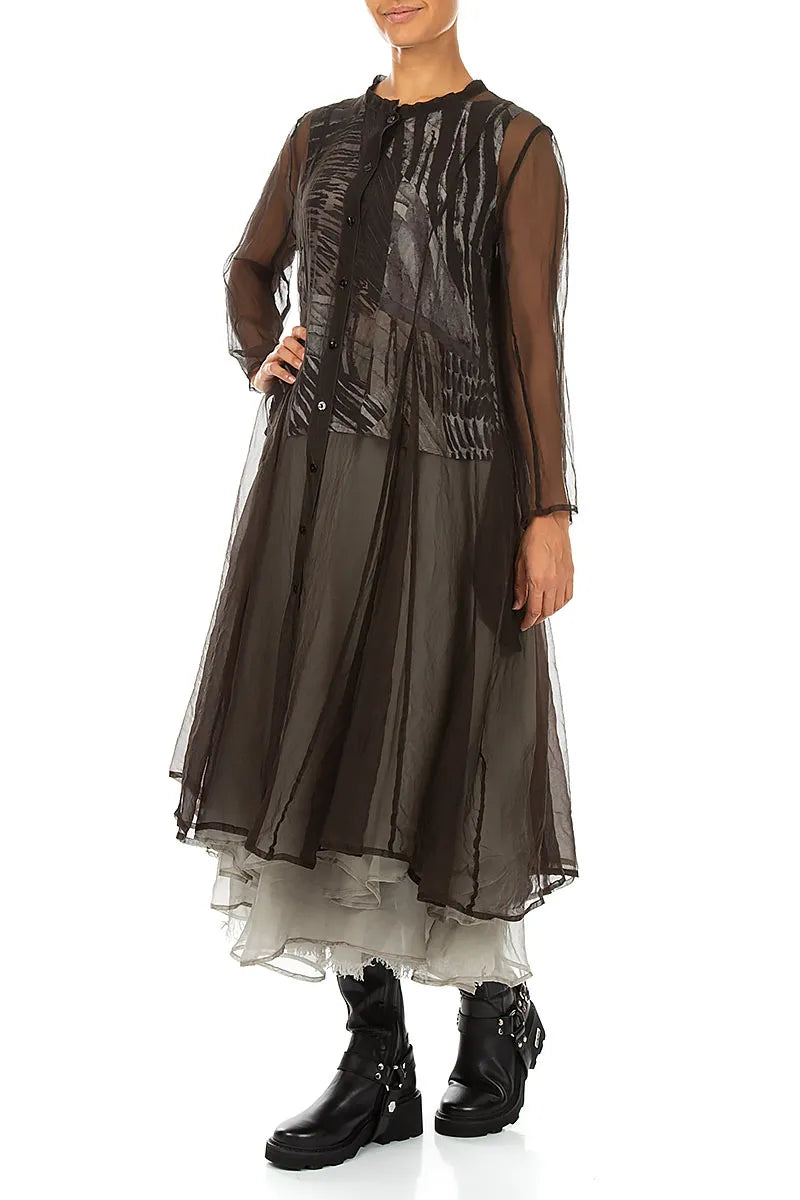 Flowing Black Silk Chiffon Jacket
