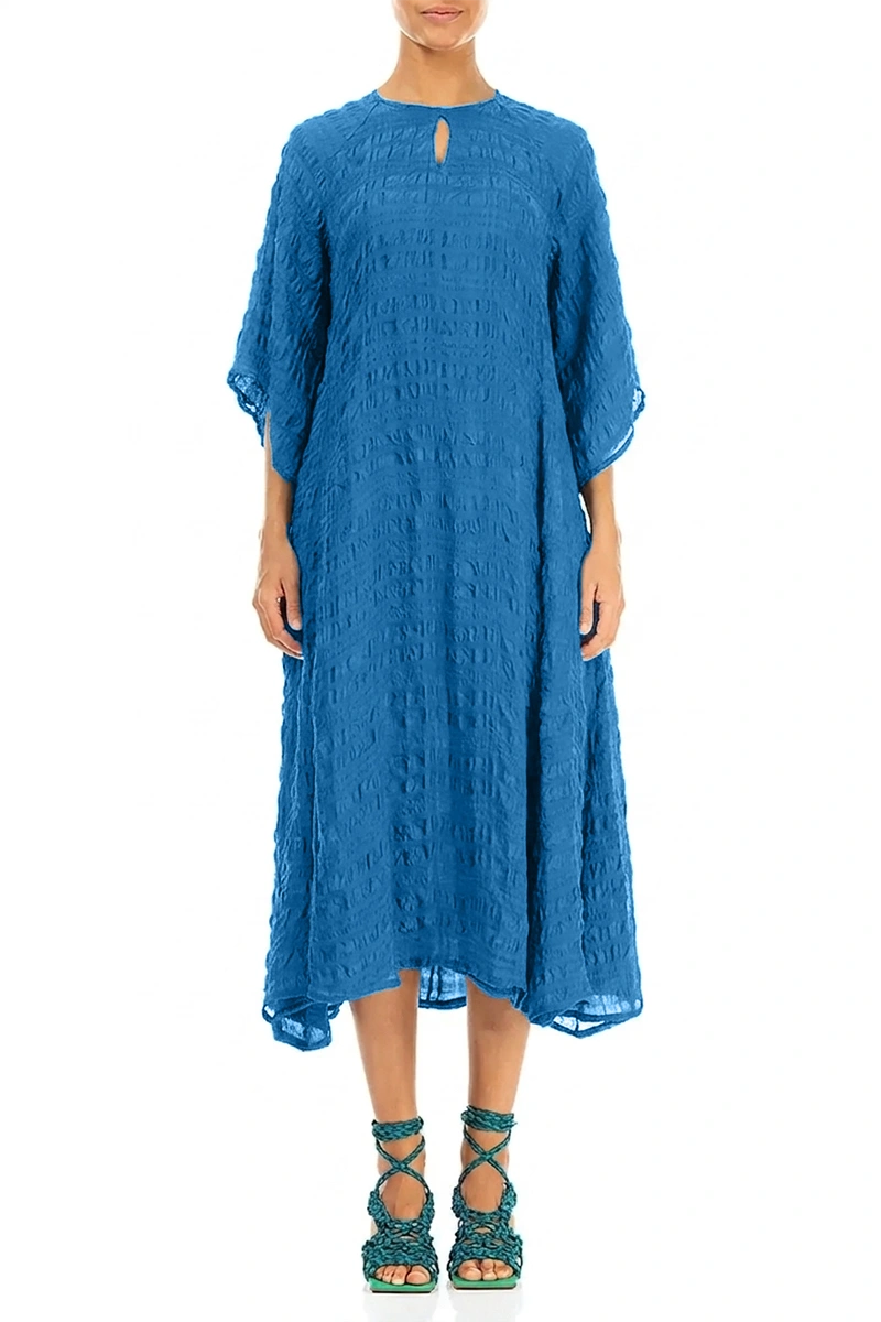Flowing Cobalt Blue Layered Silk Dress