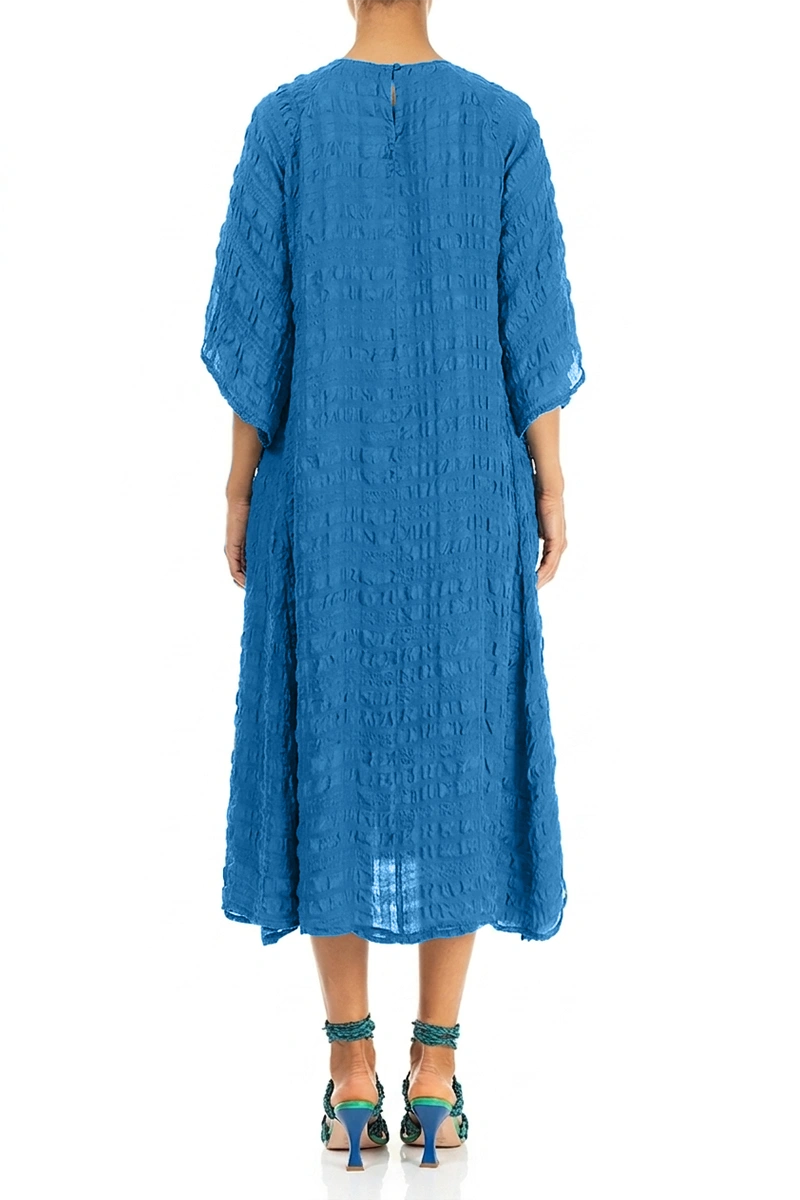 Flowing Cobalt Blue Layered Silk Dress 2