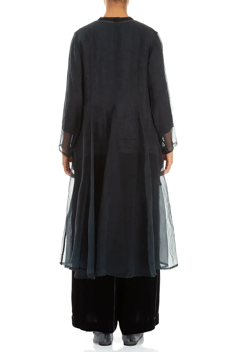 Flowing Deep Turquoise Silk Chiffon Jacket 2
