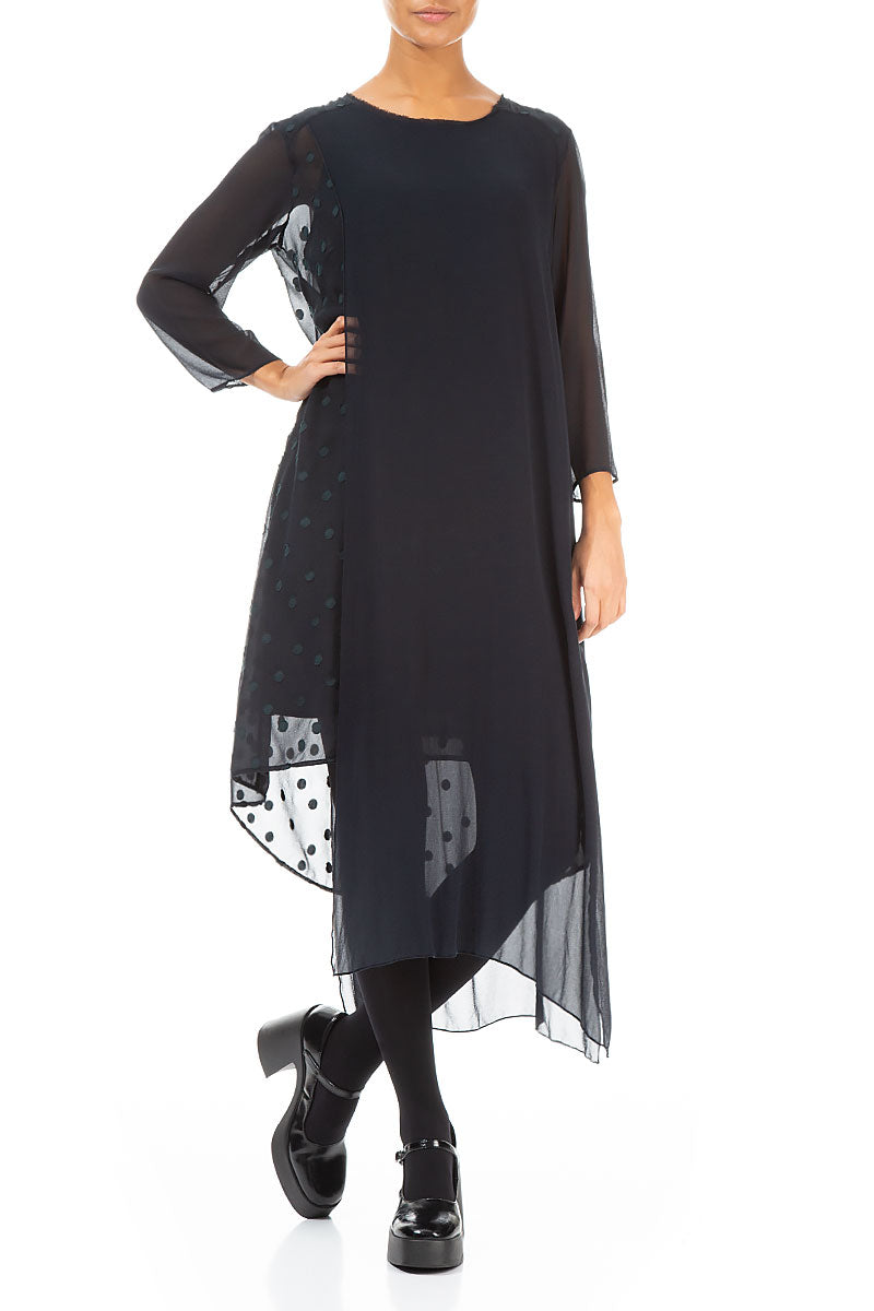 Flowing Dotty Dark Forest Silk Dress 3