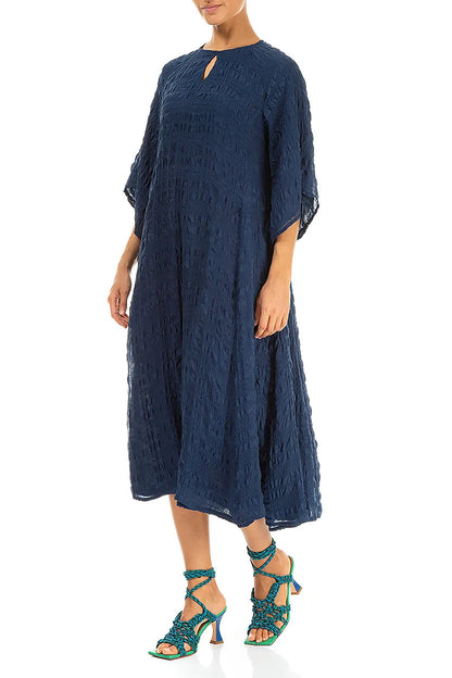 Flowing Navy Layered Silk Dress