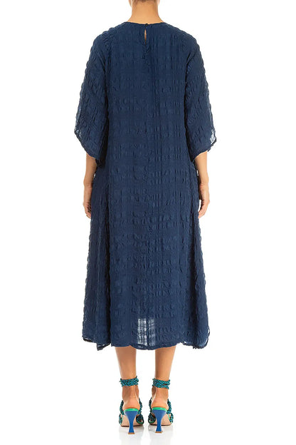 Flowing Navy Layered Silk Dress