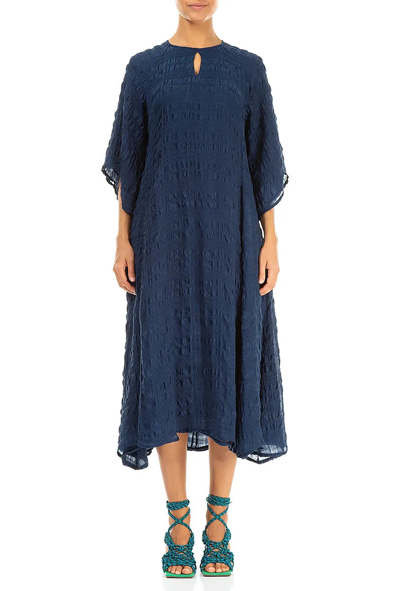 Flowing Navy Layered Silk Dress