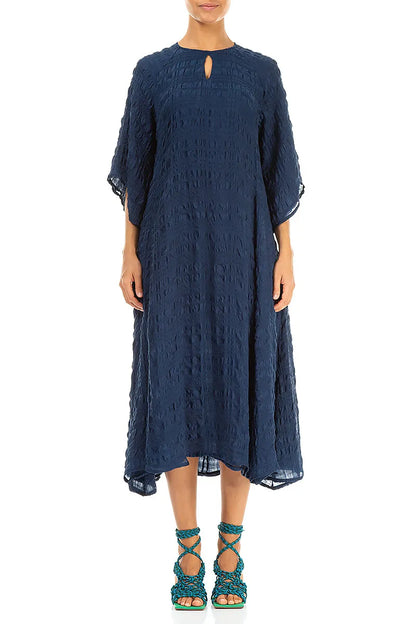 Flowing Navy Layered Silk Dress