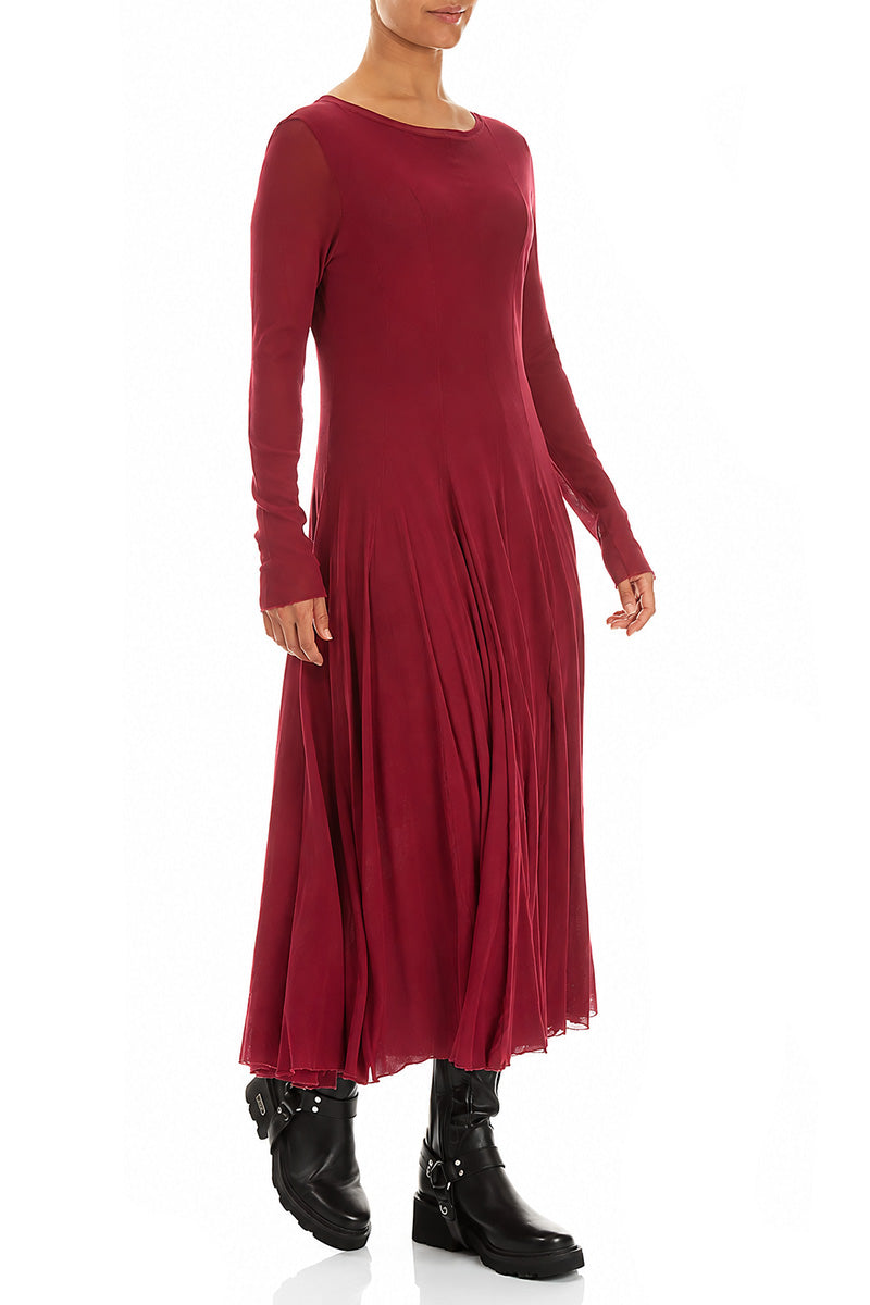 Flowing Ruby Mesh Soft Cotton Dress 3