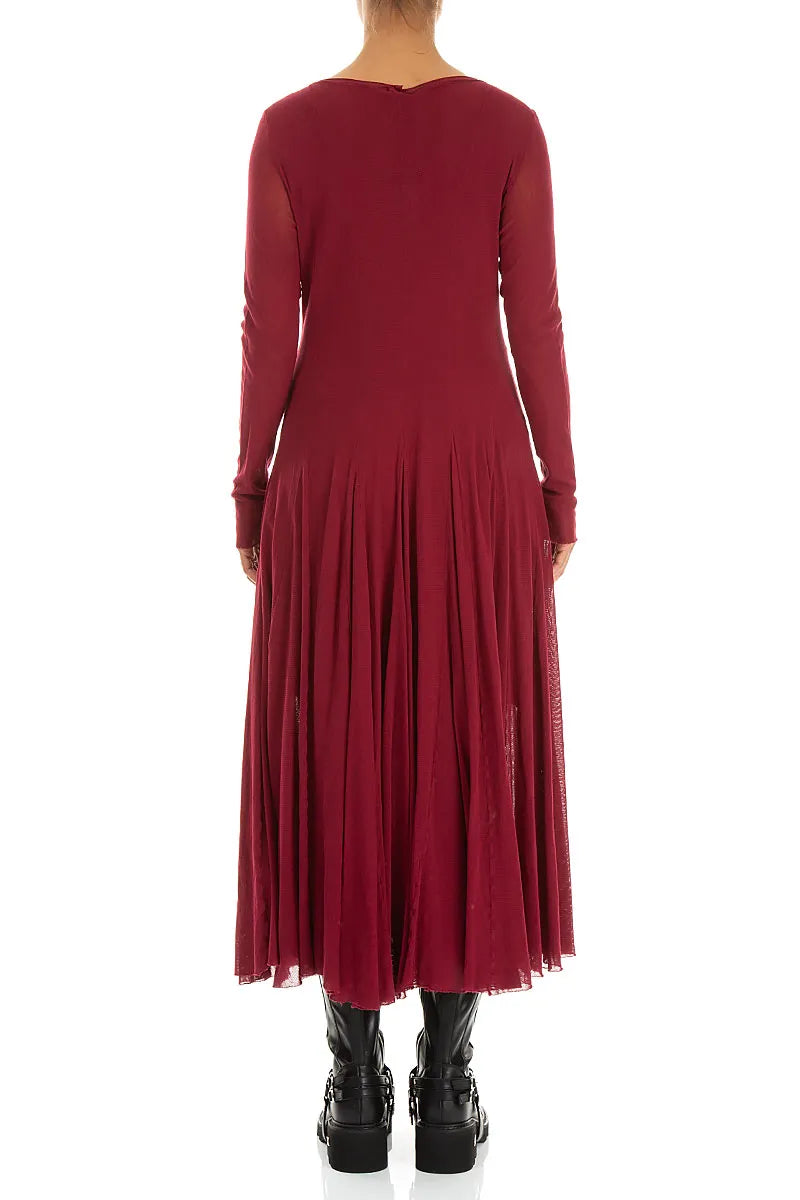 Flowing Ruby Mesh Soft Cotton Dress 2