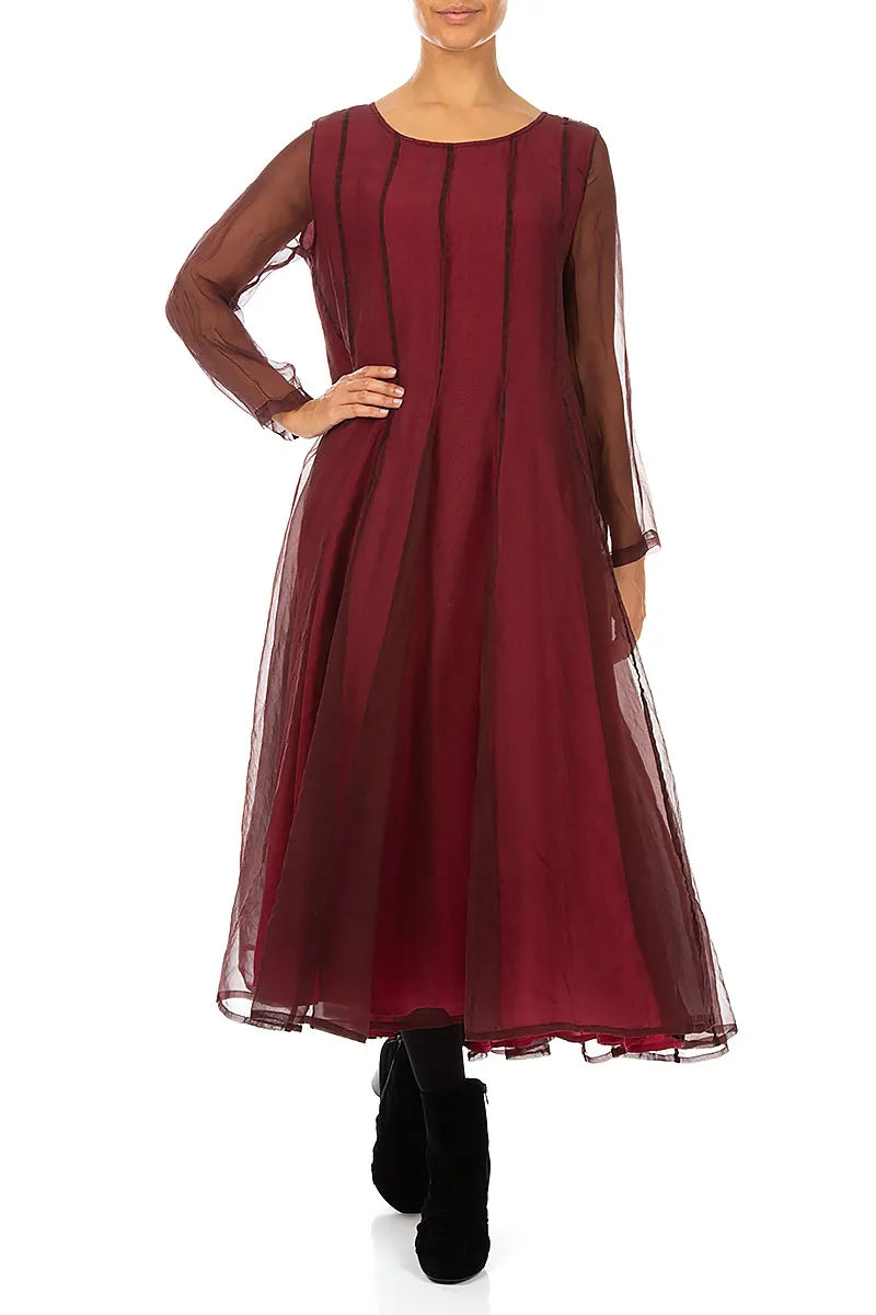Flowing Ruby Silk Chiffon Dress 4