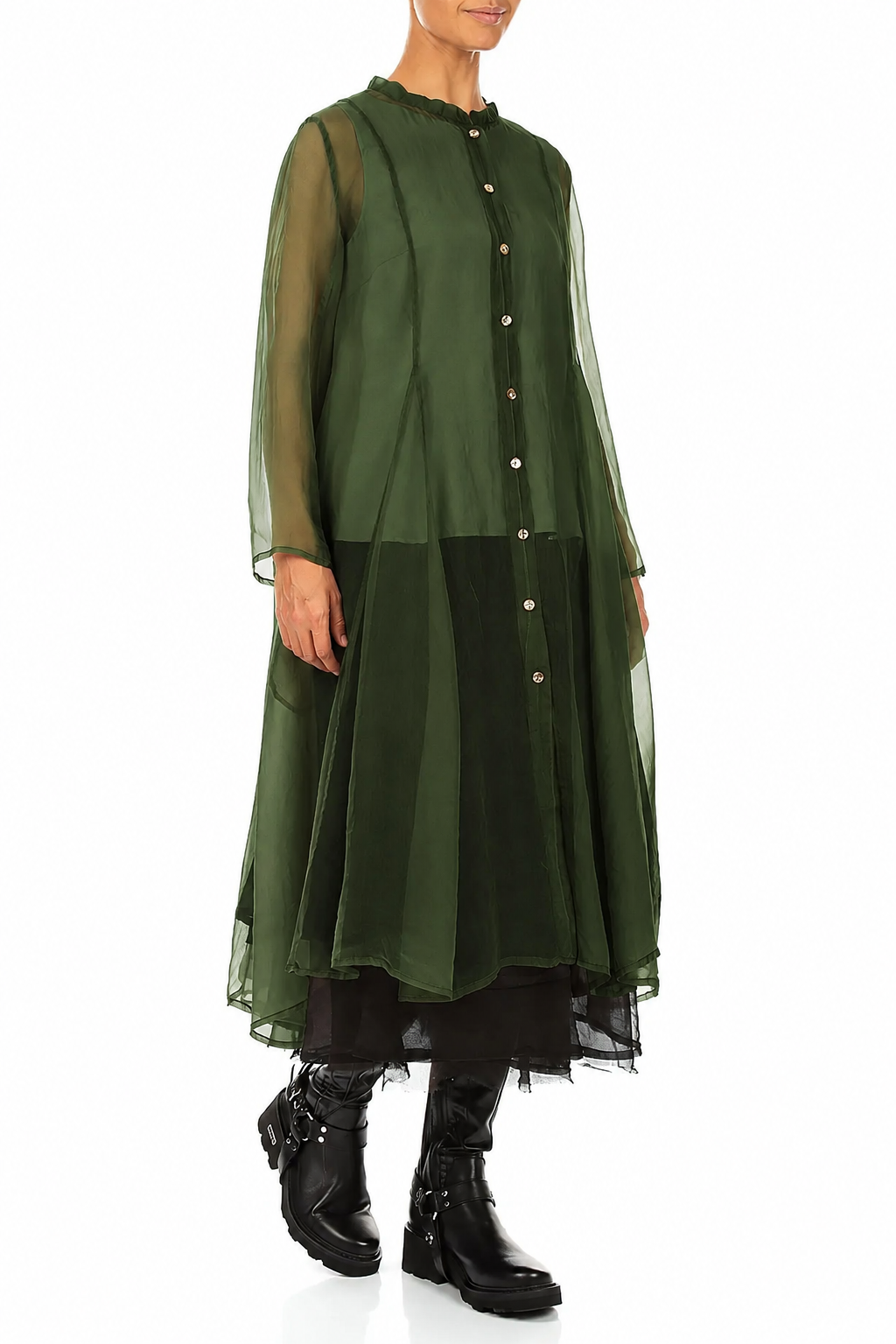 Flowing Shamrock Green Silk Chiffon Jacket 3