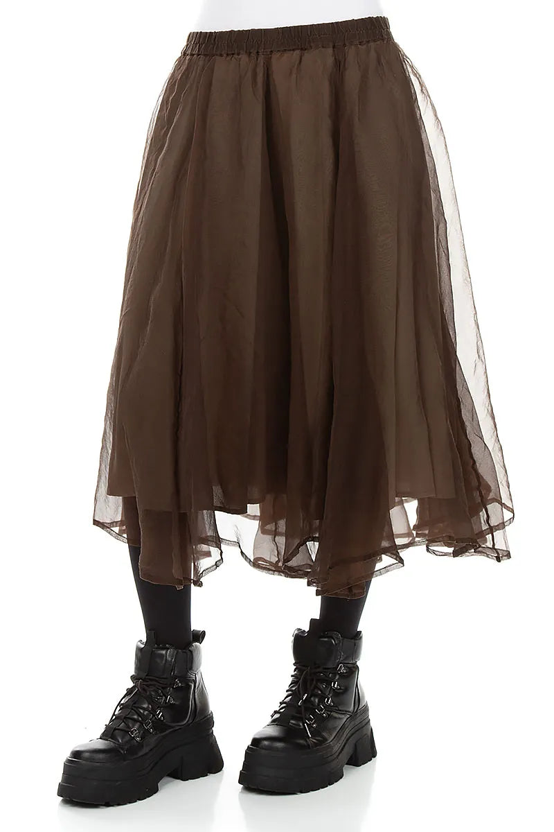Flowy Aged Copper Silk Chiffon Skirt 3