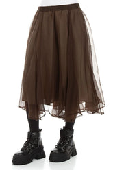 Flowy Aged Copper Silk Chiffon Skirt 3
