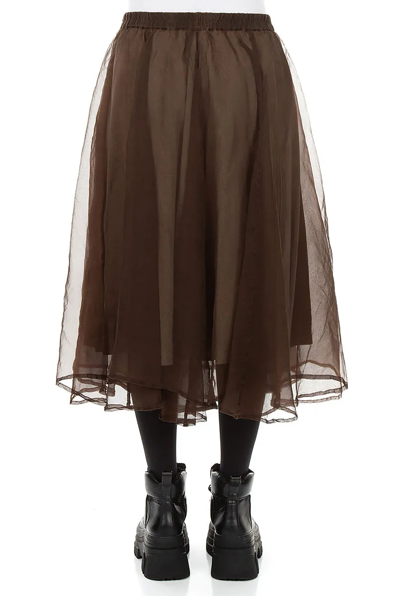 Flowy Aged Copper Silk Chiffon Skirt 2