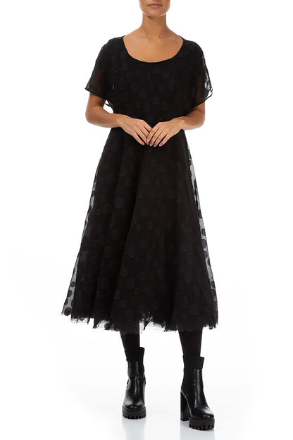 Flowy Black Bubbles Silk Dress 5