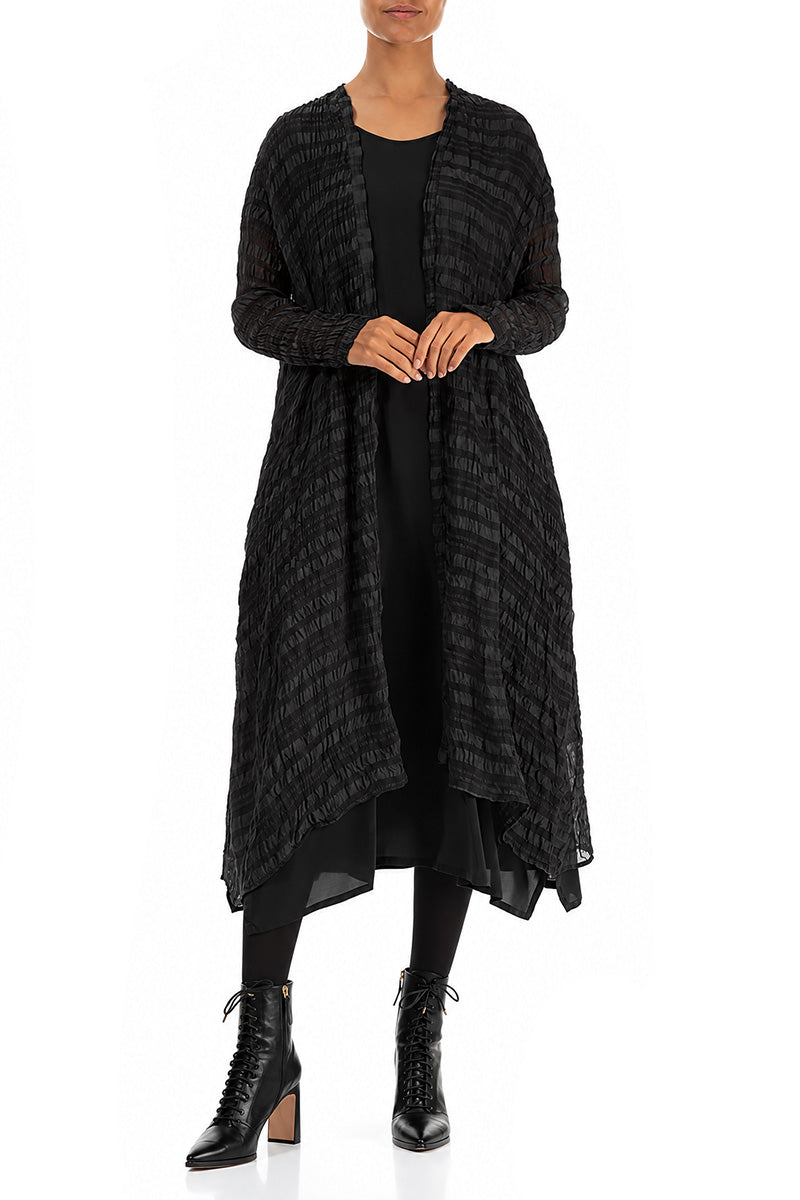 Flowy Black Light Silk Jacket 4