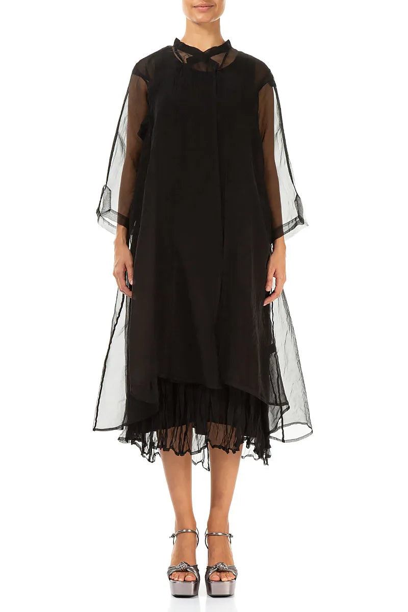 Flowy Black Silk Chiffon Jacket 1