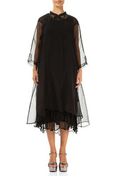 Flowy Black Silk Chiffon Jacket 1