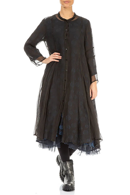 Flowy Black Silk Chiffon Jacket 5