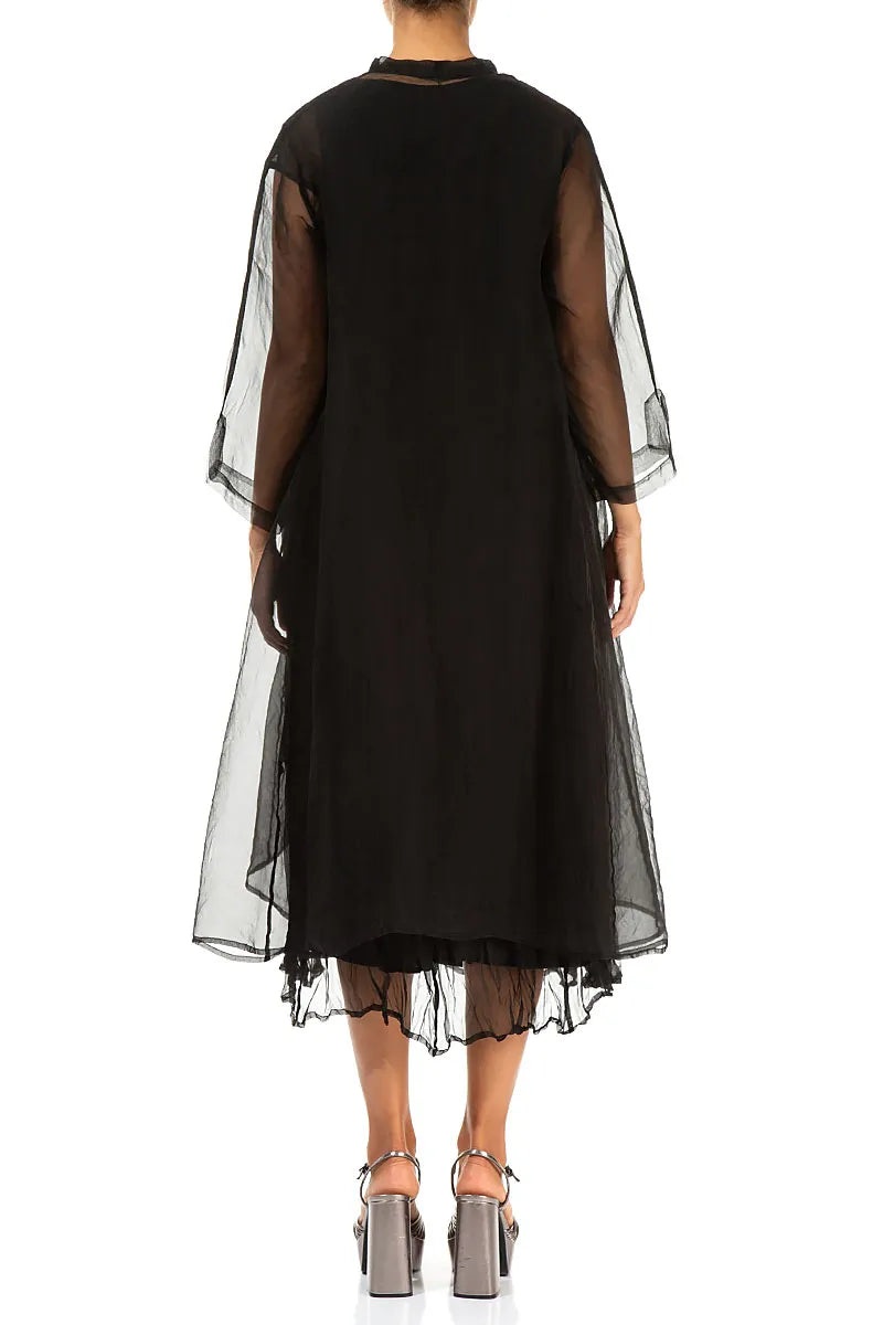 Flowy Black Silk Chiffon Jacket 2