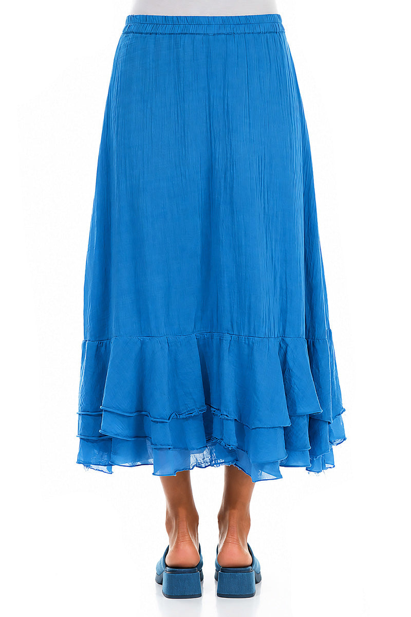 Flowy Cobalt Blue Silk Cotton Skirt 2