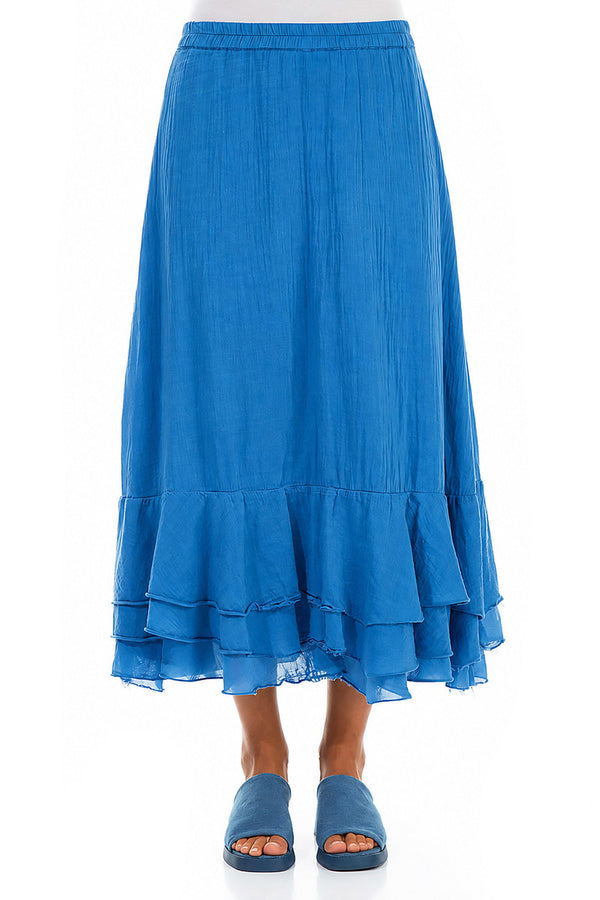 Jupe en soie et coton vaporeuse bleu cobalt