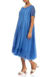 Flowy Cornflower Silk Chiffon Dress 4