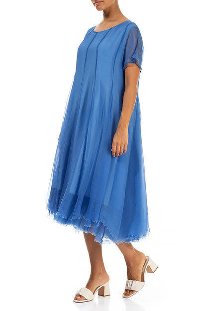 Flowy Cornflower Silk Chiffon Dress 4