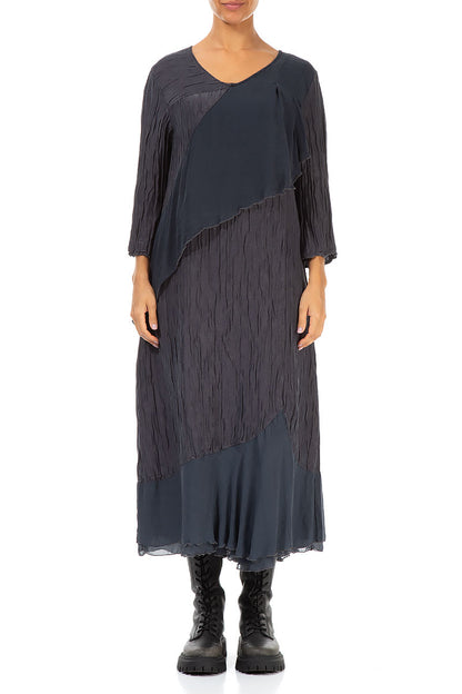 Flowy Crinkled Violet Silk Dress 1