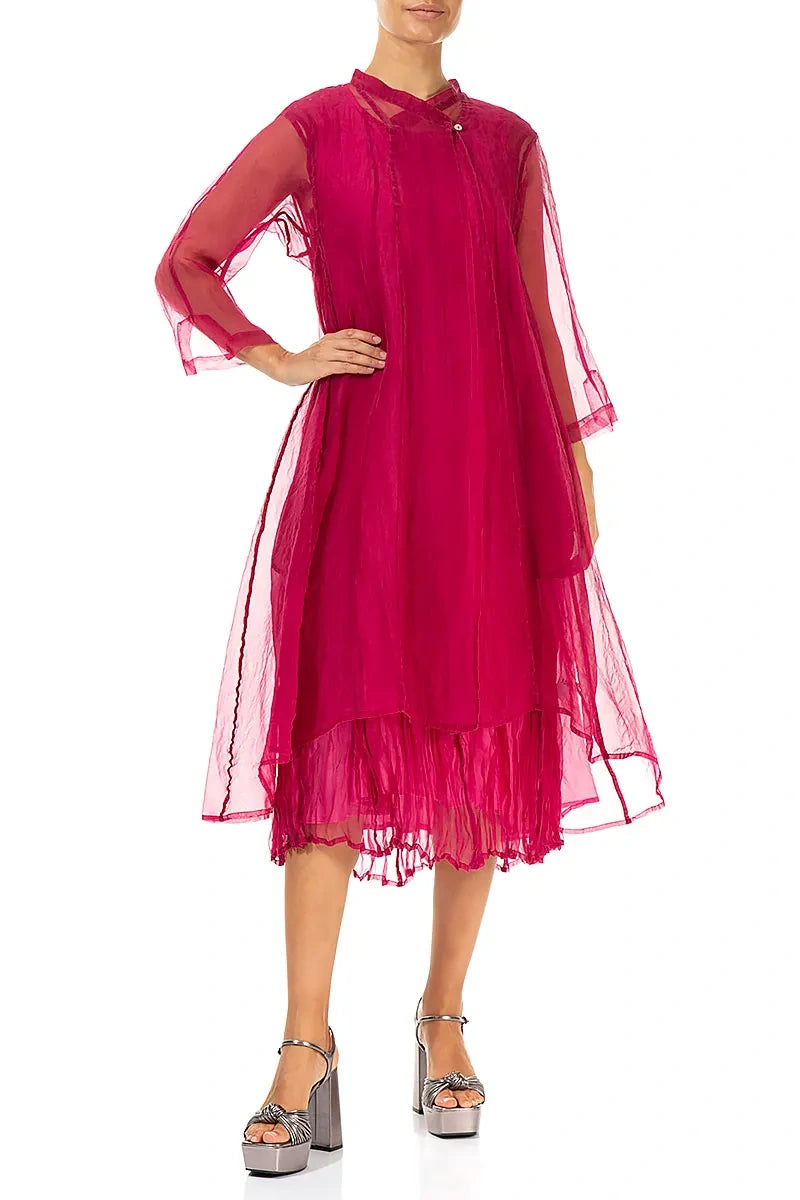 Flowy Fuchsia Silk Chiffon Jacket 4