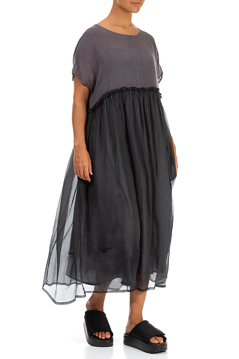 Flowy Graphite Mesh Silk Dress 3
