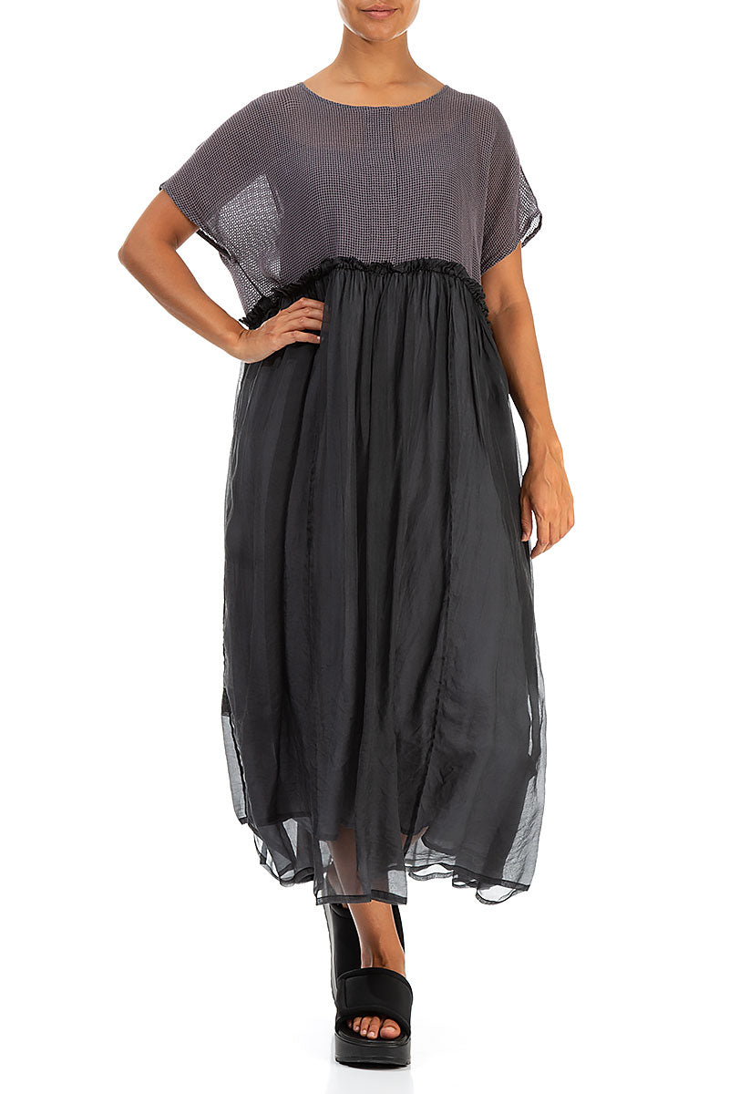 Flowy Graphite Mesh Silk Dress 4