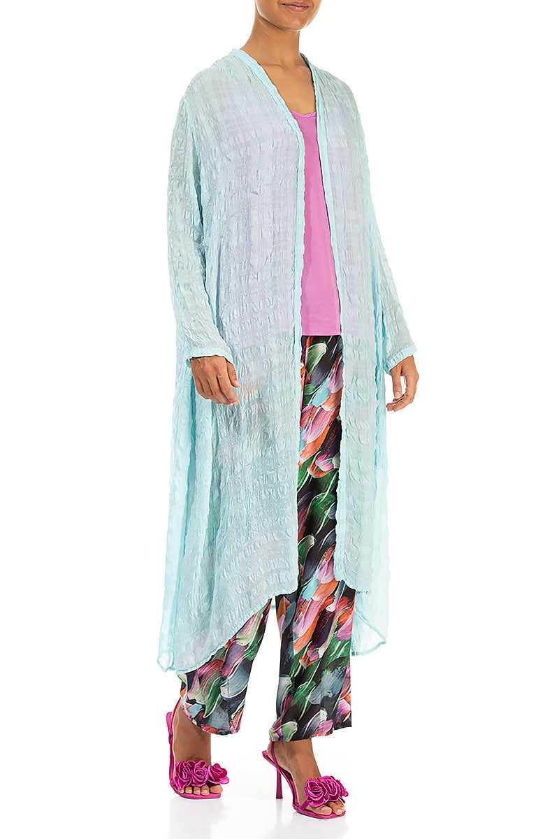 Flowy Ice Blue Light Silk Jacket 4