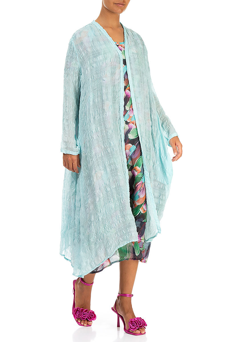 Flowy Ice Blue Light Silk Jacket 3