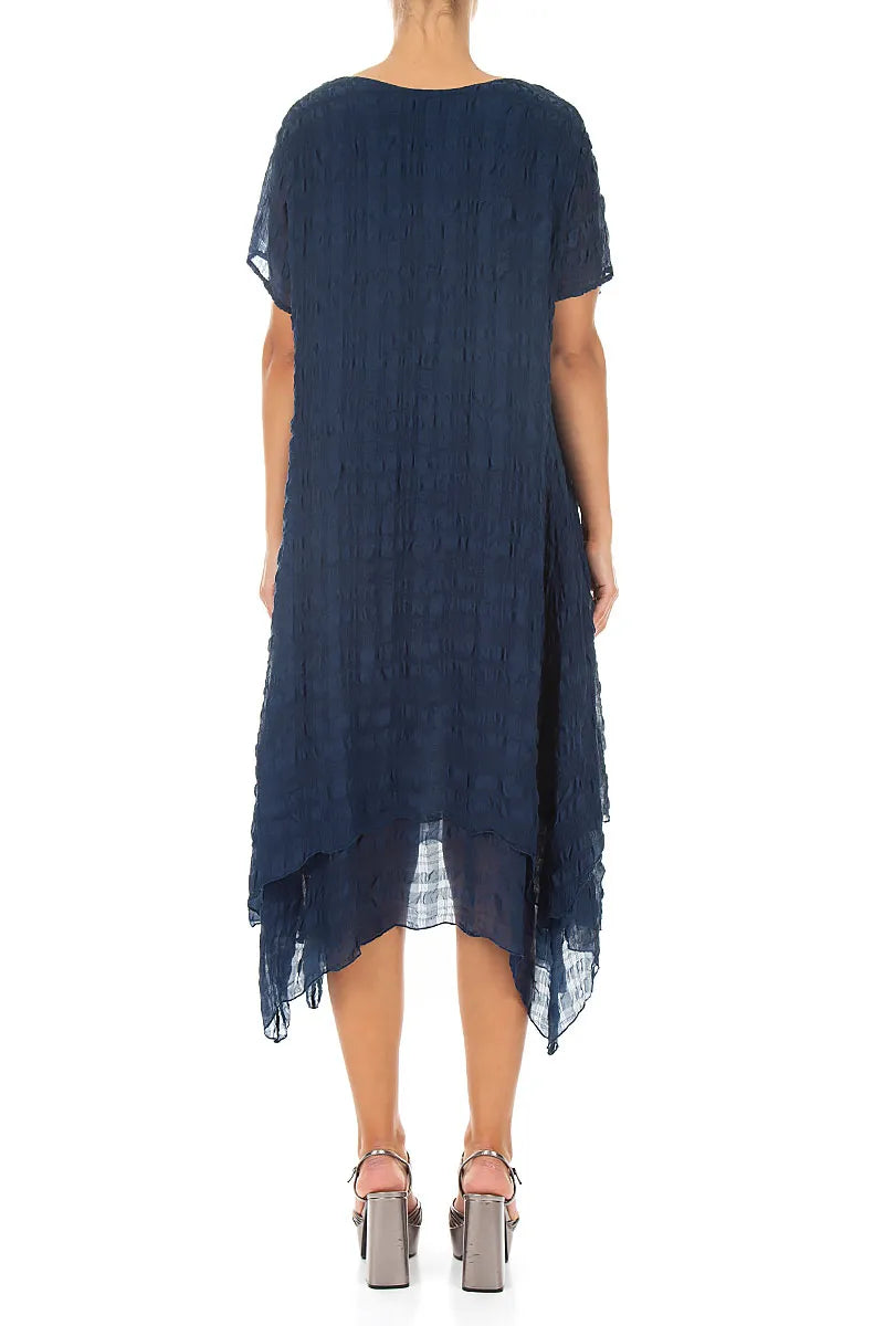 Flowy Layered Navy Light Silk Dress