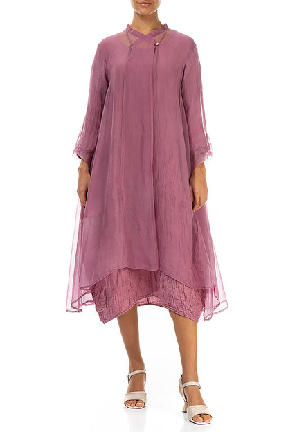 Flowy Mauve Taupe Silk Chiffon Jacket 4