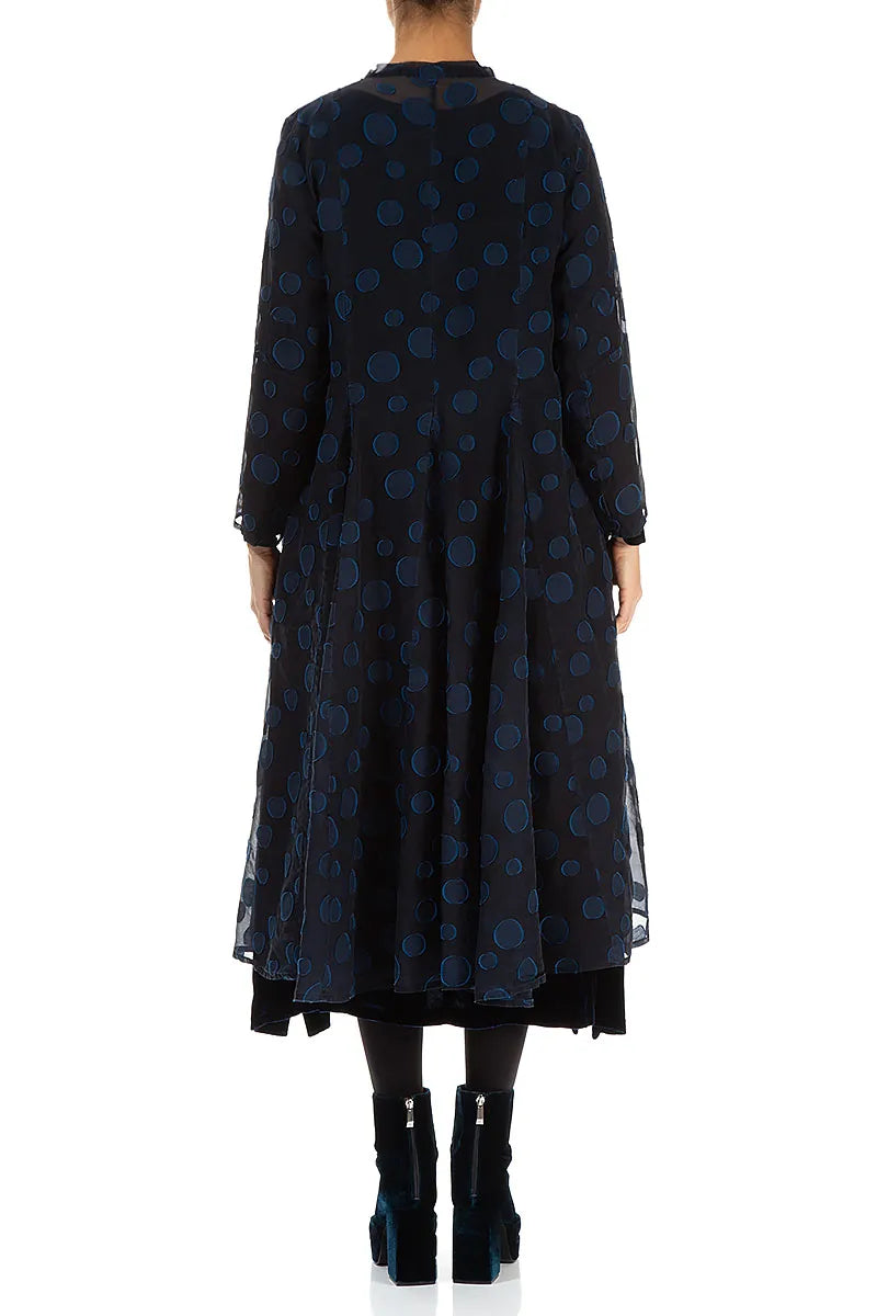 Veste fluide en soie bleu royal à bulles