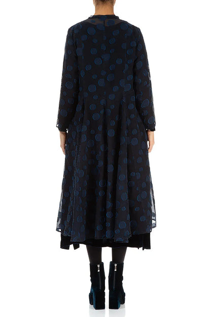 Veste fluide en soie bleu royal à bulles