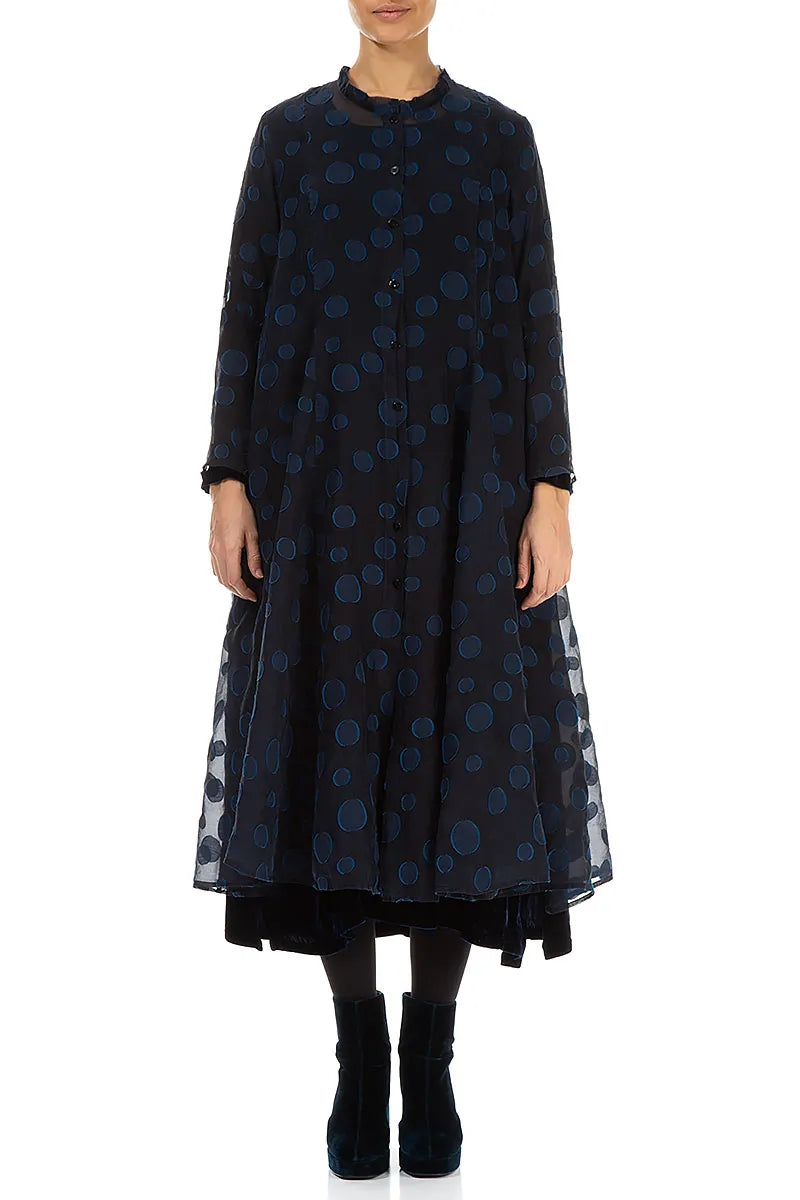 Veste fluide en soie bleu royal à bulles