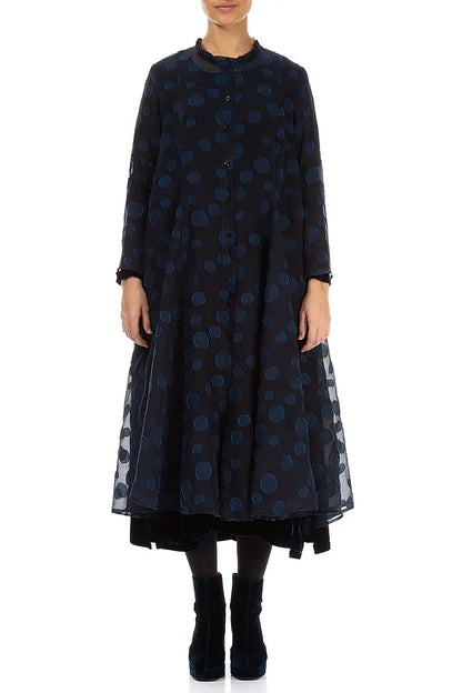 Veste fluide en soie bleu royal à bulles