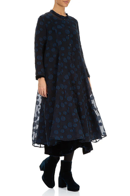 Veste fluide en soie bleu royal à bulles