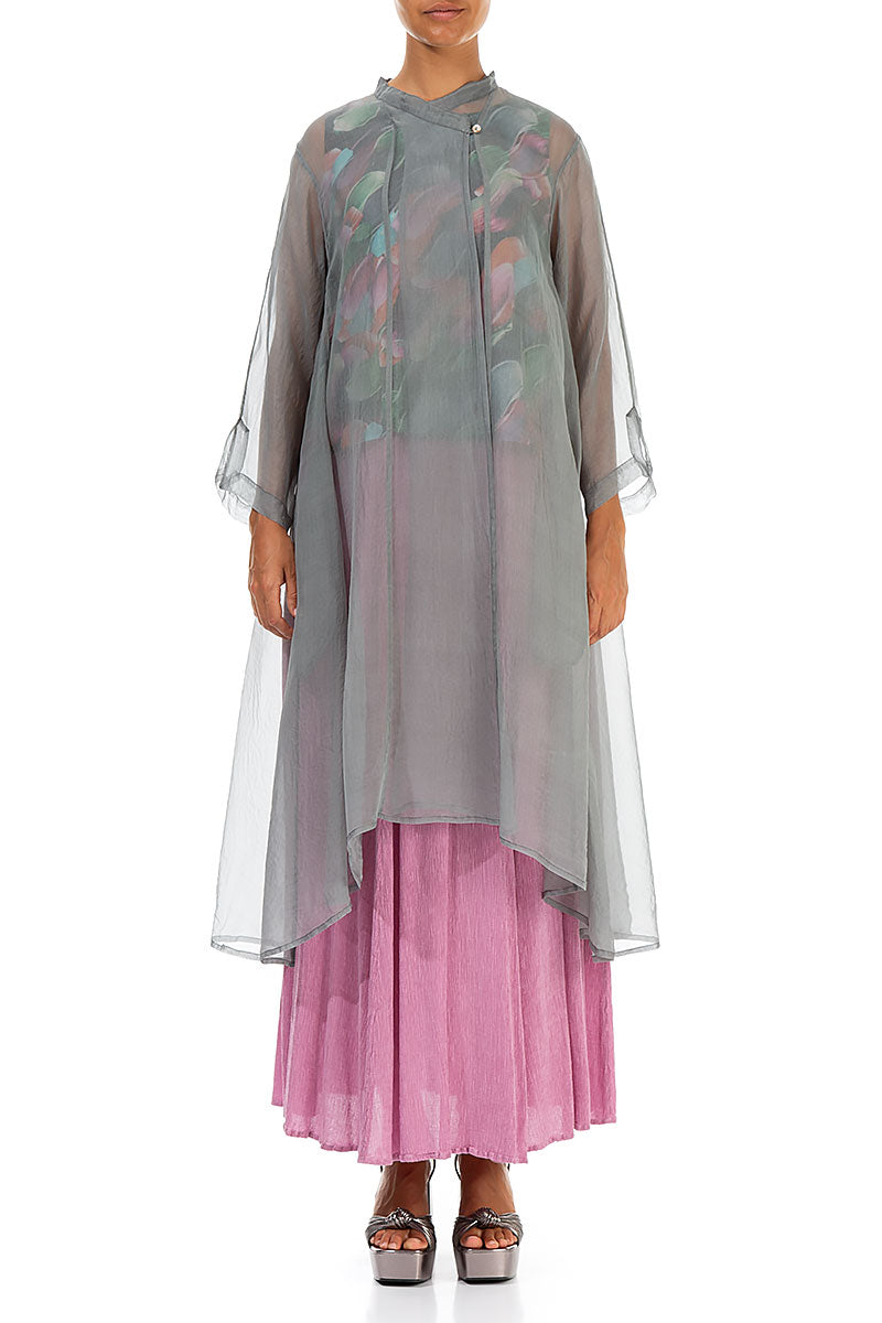 Flowy Grey Sage Silk Chiffon Jacket 1