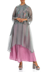 Flowy Grey Sage Silk Chiffon Jacket 4