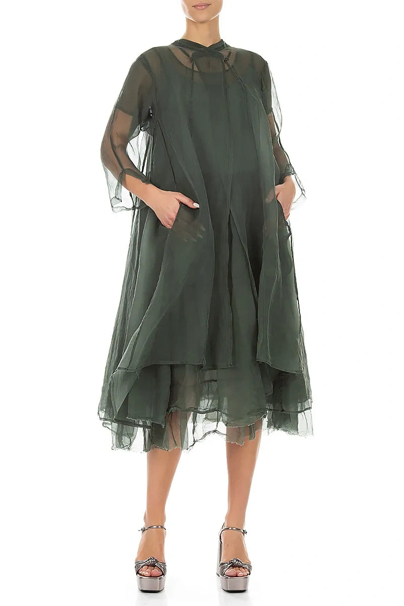 Flowy Sage Silk Chiffon Jacket 4