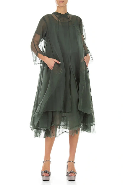 Flowy Sage Silk Chiffon Jacket 4