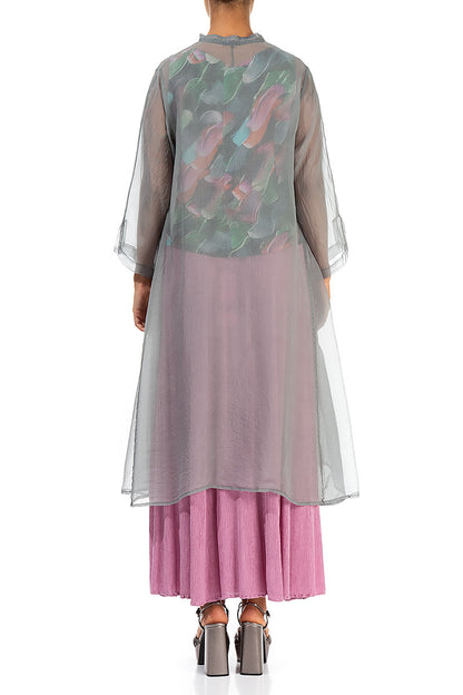 Flowy Grey Sage Silk Chiffon Jacket 2