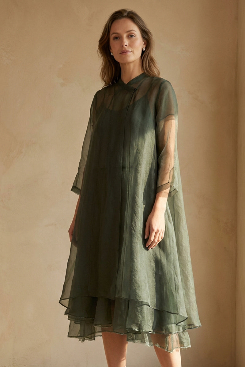 Flowy Sage Silk Chiffon Jacket 1