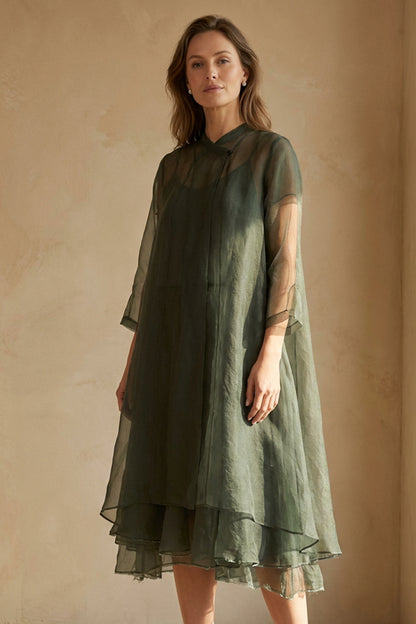 Flowy Sage Silk Chiffon Jacket 1