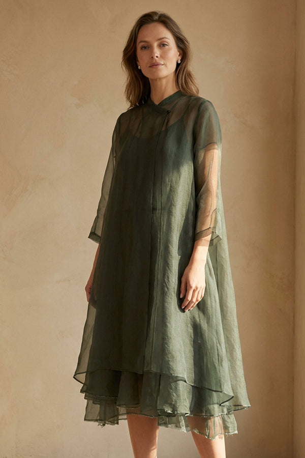 Flowy Sage Silk Chiffon Jacket 1