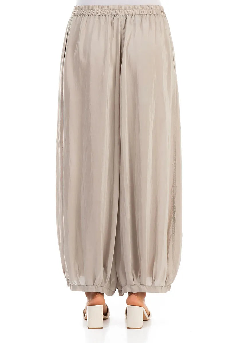 Flowy Beige Silk Bamboo Trousers 2