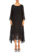 Flowy Tie Up Black Textured Silk Dress 1